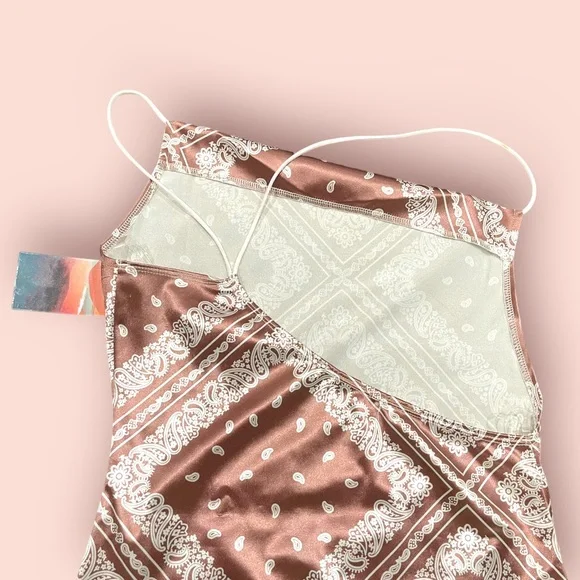 NWT Haley & June Silk Bandana Print Slip Dress - Picture 6 of 8